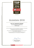 Zertifikat Ärzteliste 2016 Hüfte
